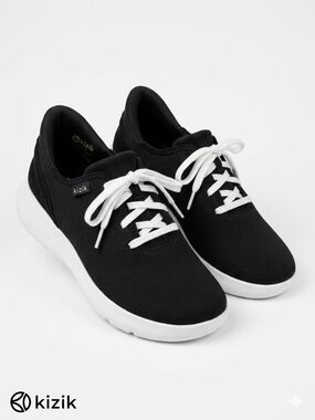 Kizik Madrid Eco Knit Hands Free Sneakers Men Size 9 Women 10.5 Black Walking